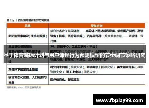 基于体育跳绳计划与用户课程行为预测模型的节奏调节策略研究